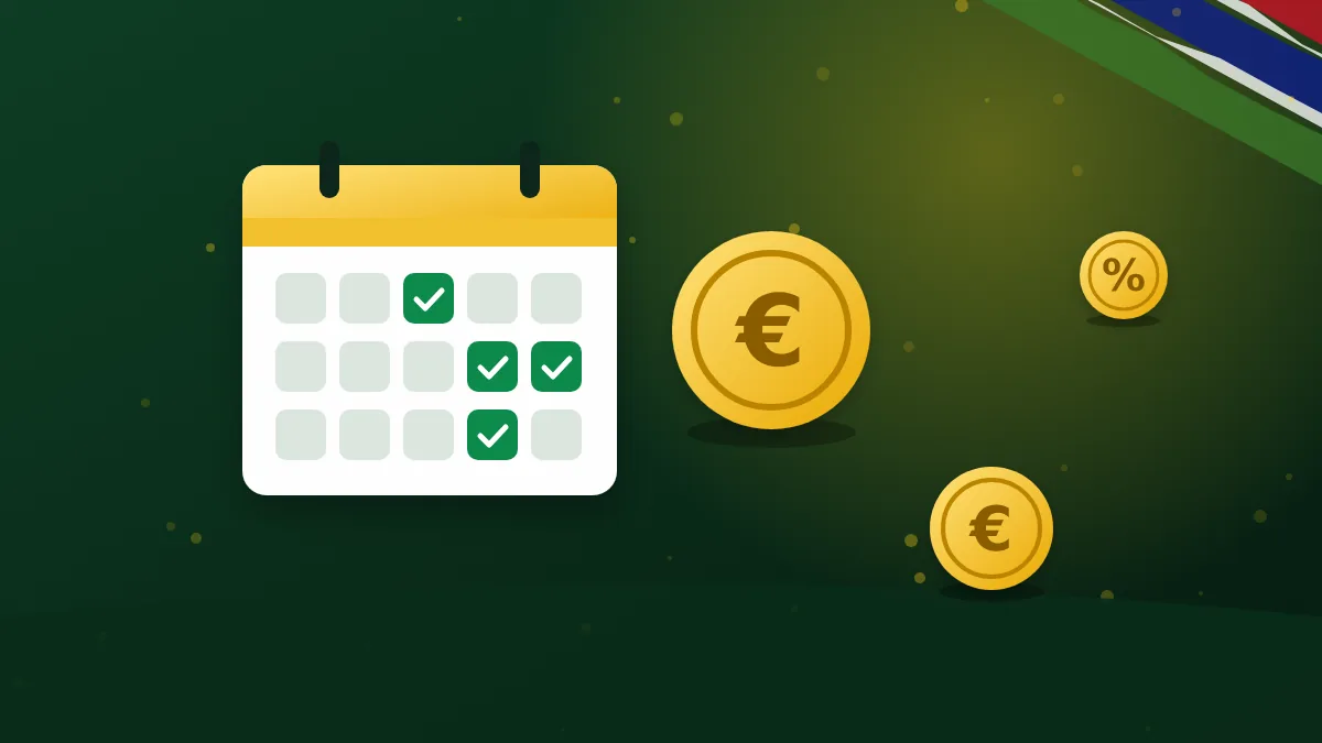 Calendar beside gold coins