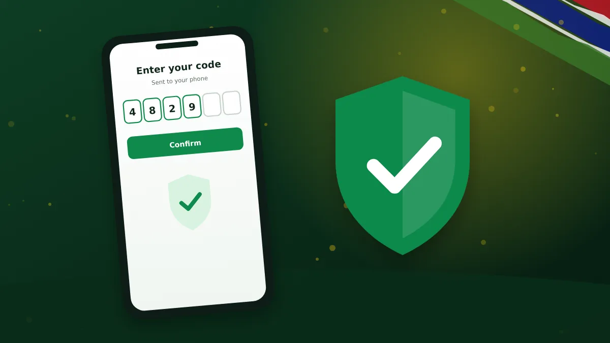 Phone asking for a six-digit code beside a shield